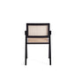 Manhattan Comfort Hamlet Dining Arm Chair In Black & Natural Cane