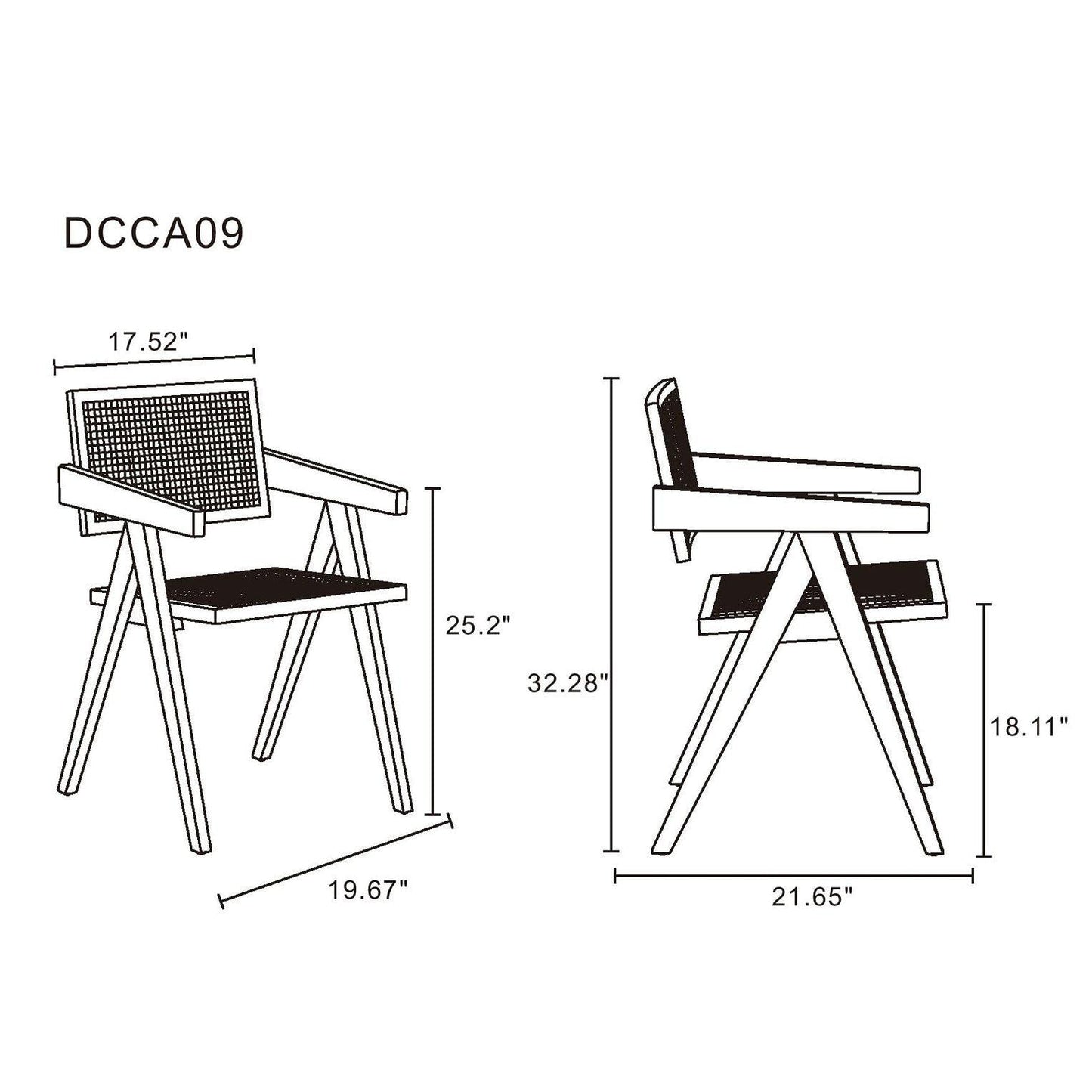 Manhattan Comfort Hamlet Dining Arm Chair In Nature Cane