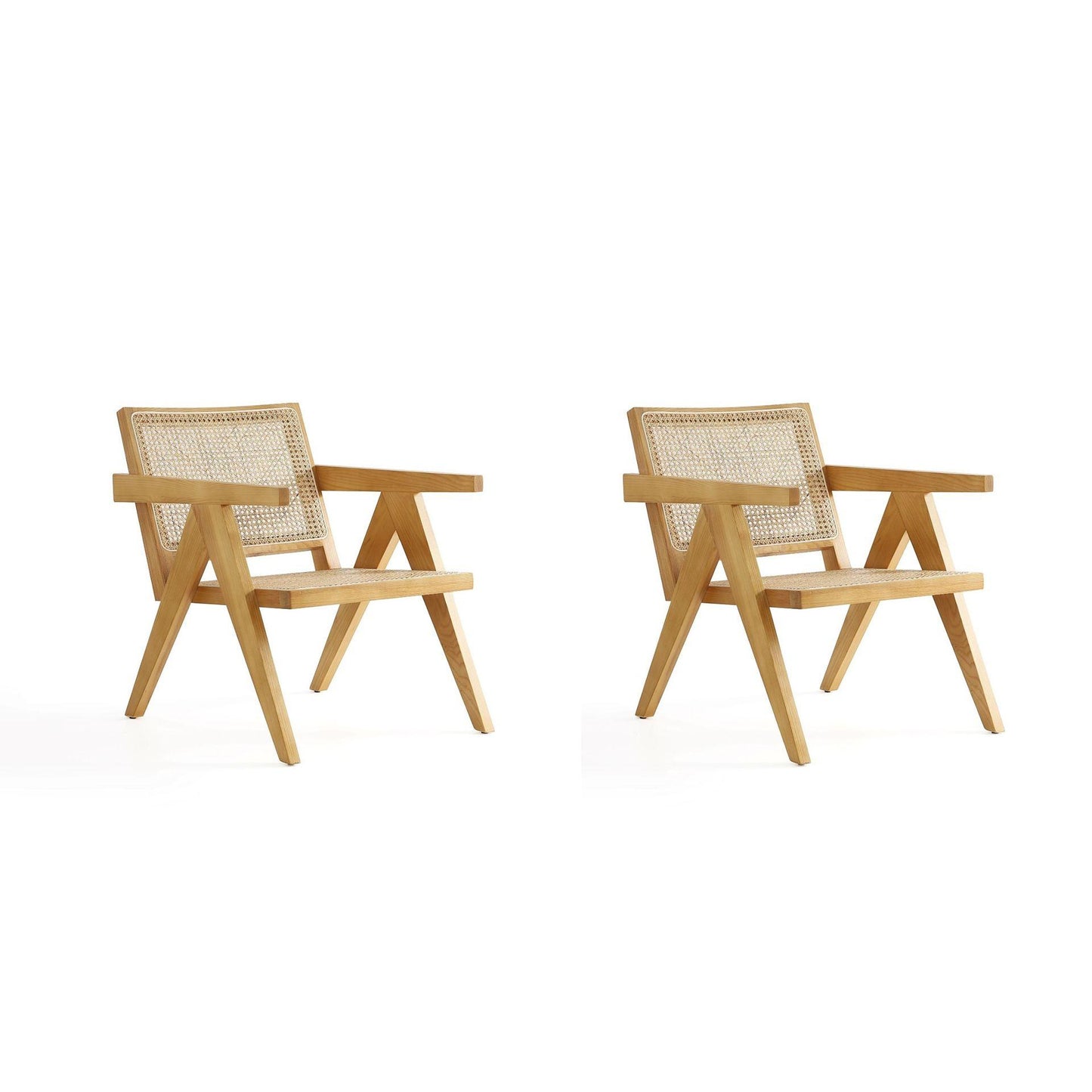 Manhattan Comfort Hamlet Nature Cane Accent Chair In A Set Of 2