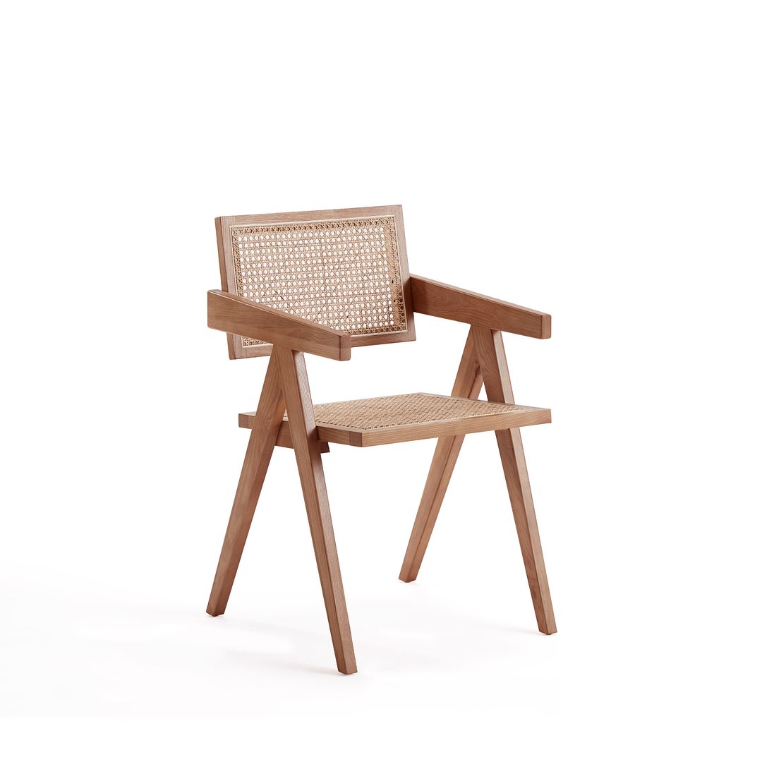 Manhattan Comfort Hamlet Nature Cane Dining Arm Chair In A Set Of 2