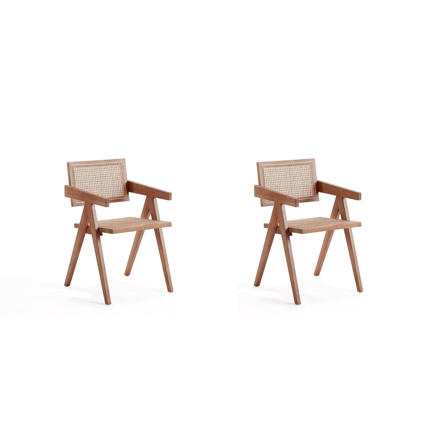 Manhattan Comfort Hamlet Nature Cane Dining Arm Chair In A Set Of 2