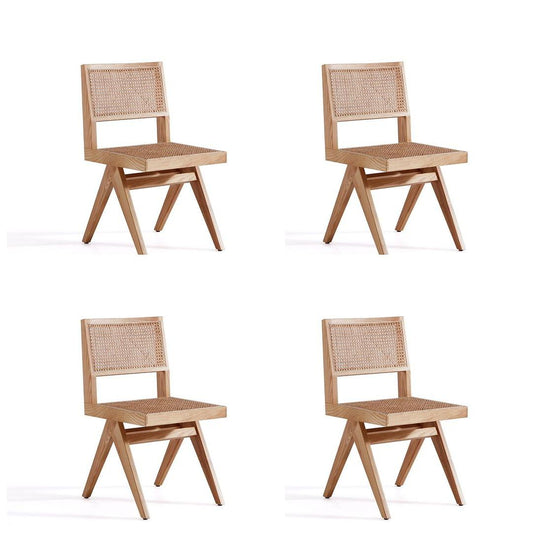 Manhattan Comfort Hamlet Nature Cane Dining Chairs In A Set Of 4
