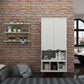 Manhattan Comfort Hampton 27" Off White Display Cabinet With 6-Shelves & Solid Wood Legs