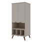 Manhattan Comfort Hampton 27" Off White Display Cabinet With 6-Shelves & Solid Wood Legs