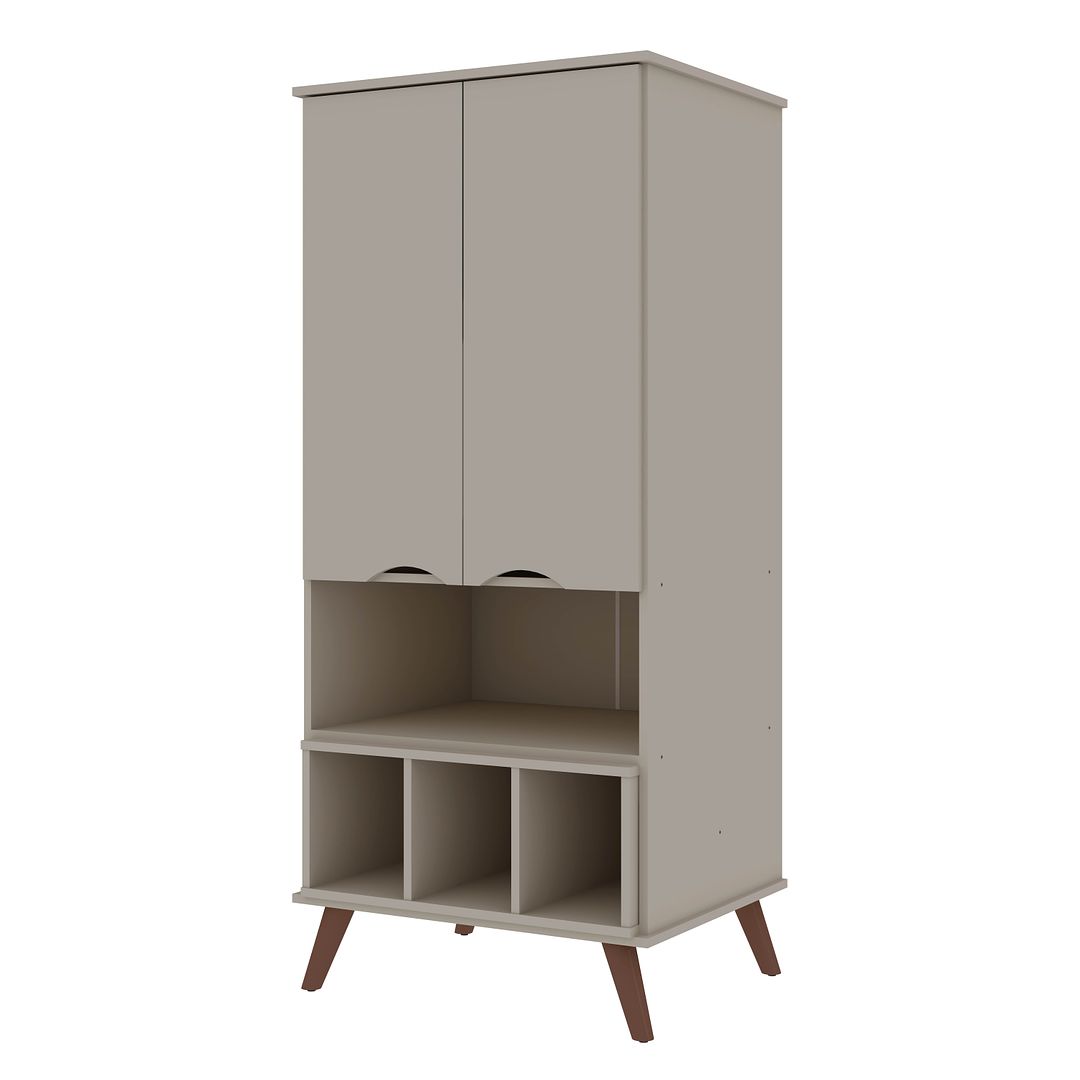 Manhattan Comfort Hampton 27" Off White Display Cabinet With 6-Shelves & Solid Wood Legs