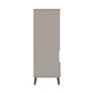 Manhattan Comfort Hampton 27" Off White Display Cabinet With 6-Shelves & Solid Wood Legs