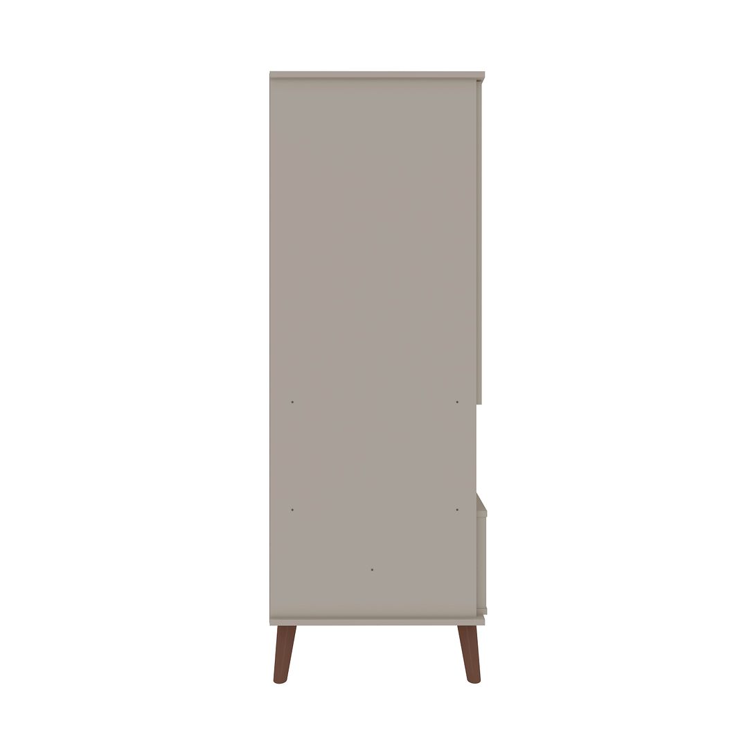 Manhattan Comfort Hampton 27" Off White Display Cabinet With 6-Shelves & Solid Wood Legs