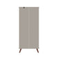 Manhattan Comfort Hampton 27" Off White Display Cabinet With 6-Shelves & Solid Wood Legs
