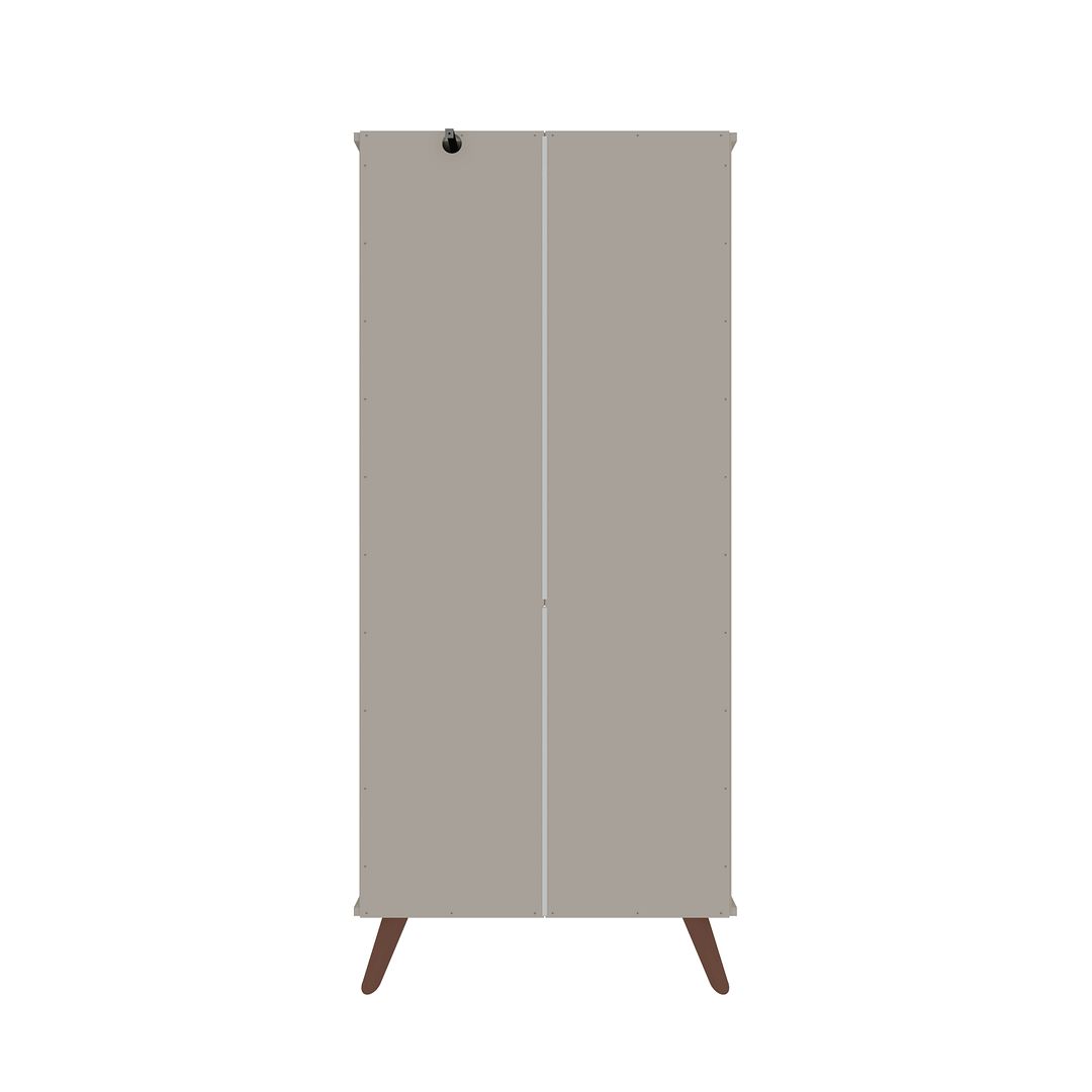 Manhattan Comfort Hampton 27" Off White Display Cabinet With 6-Shelves & Solid Wood Legs