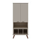 Manhattan Comfort Hampton 27" Off White Display Cabinet With 6-Shelves & Solid Wood Legs