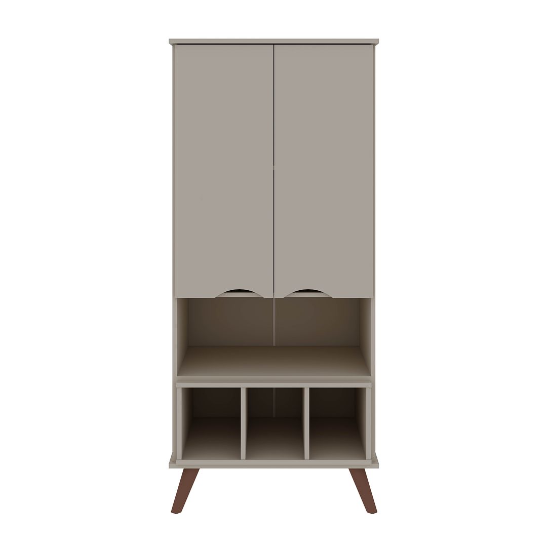 Manhattan Comfort Hampton 27" Off White Display Cabinet With 6-Shelves & Solid Wood Legs