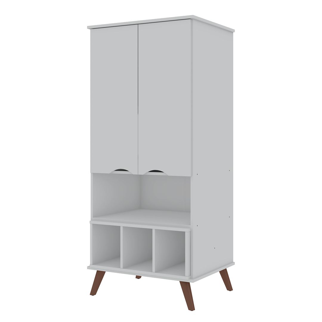 Manhattan Comfort Hampton 27" White Display Cabinet With 6-Shelves & Solid Wood Legs
