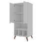 Manhattan Comfort Hampton 27" White Display Cabinet With 6-Shelves & Solid Wood Legs