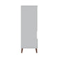 Manhattan Comfort Hampton 27" White Display Cabinet With 6-Shelves & Solid Wood Legs