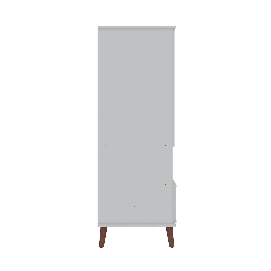 Manhattan Comfort Hampton 27" White Display Cabinet With 6-Shelves & Solid Wood Legs