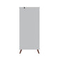 Manhattan Comfort Hampton 27" White Display Cabinet With 6-Shelves & Solid Wood Legs