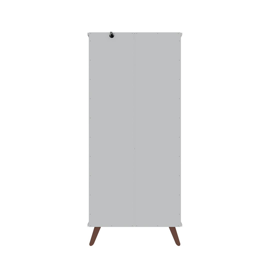 Manhattan Comfort Hampton 27" White Display Cabinet With 6-Shelves & Solid Wood Legs