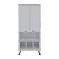 Manhattan Comfort Hampton 27" White Display Cabinet With 6-Shelves & Solid Wood Legs