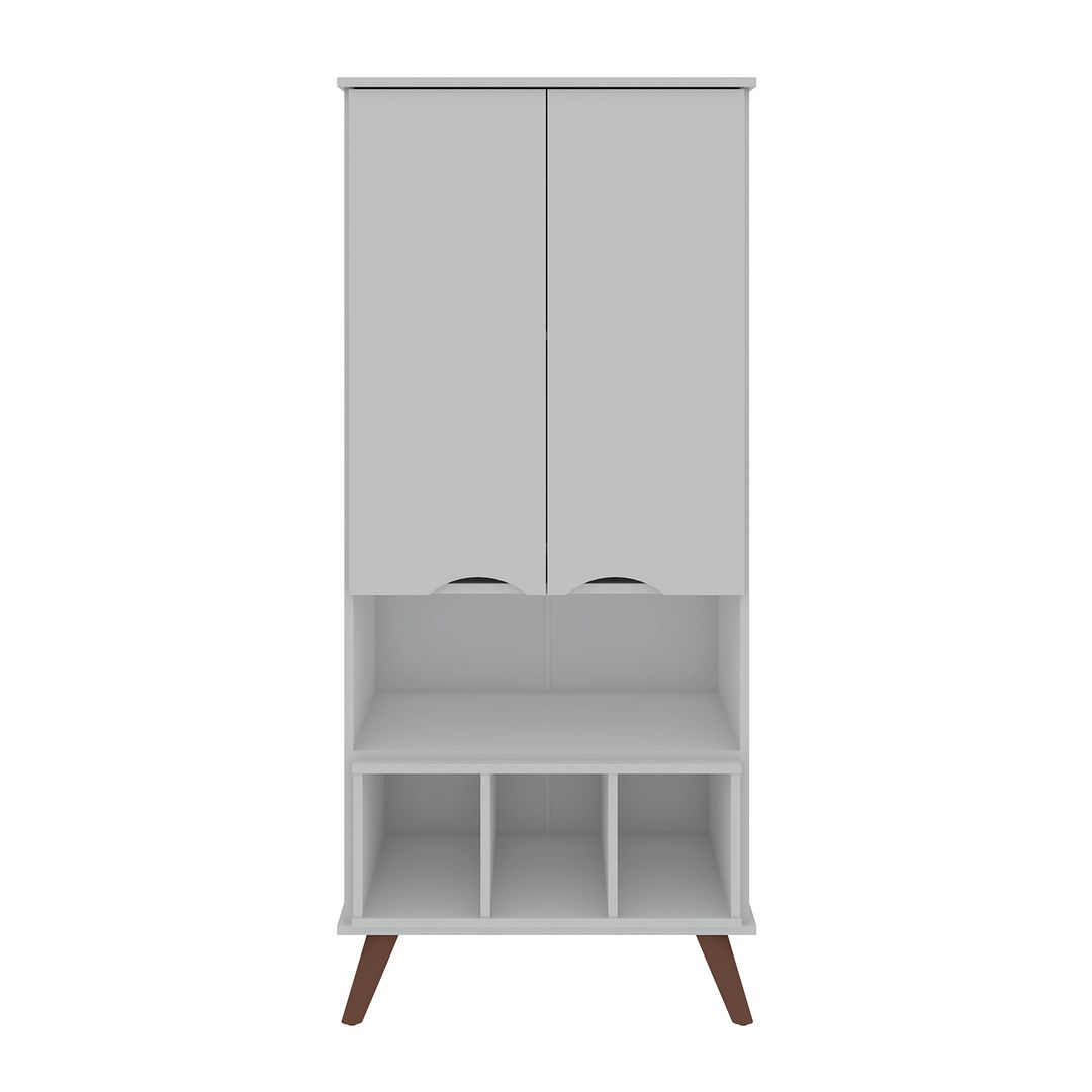 Manhattan Comfort Hampton 27" White Display Cabinet With 6-Shelves & Solid Wood Legs