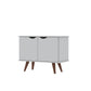 Manhattan Comfort Hampton 33" White Accent Cabinet With 2 Shelves & Solid Wooden Legs