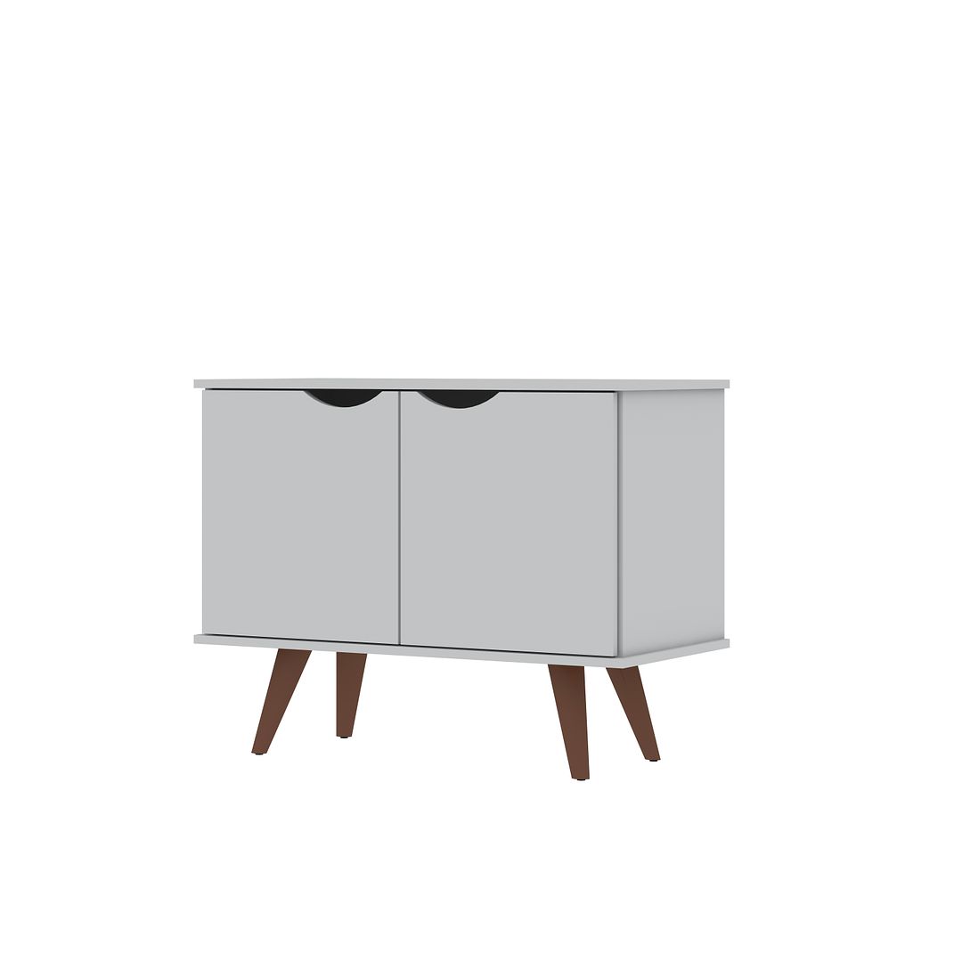 Manhattan Comfort Hampton 33" White Accent Cabinet With 2 Shelves & Solid Wooden Legs