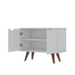 Manhattan Comfort Hampton 33" White Accent Cabinet With 2 Shelves & Solid Wooden Legs