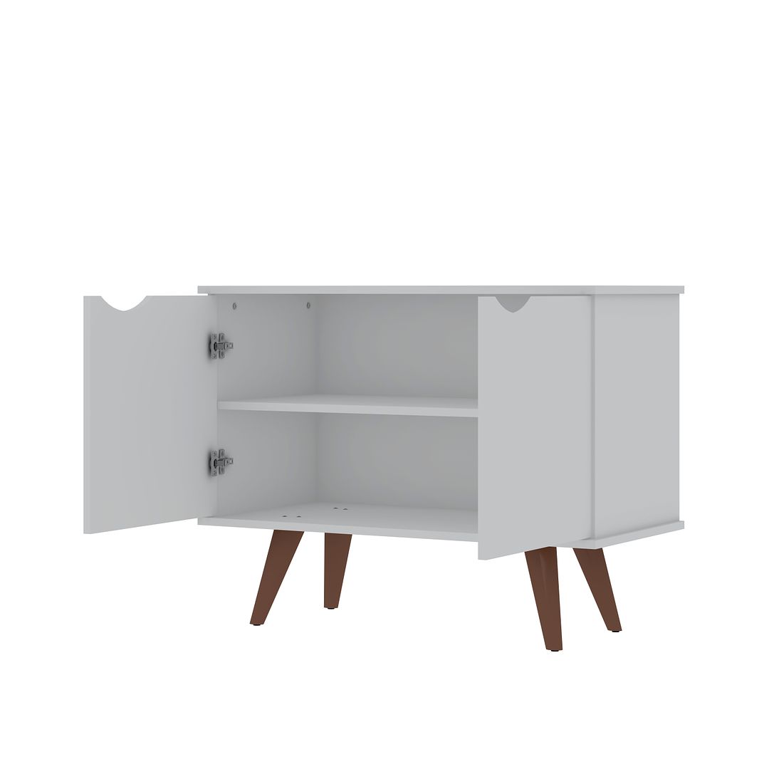 Manhattan Comfort Hampton 33" White Accent Cabinet With 2 Shelves & Solid Wooden Legs