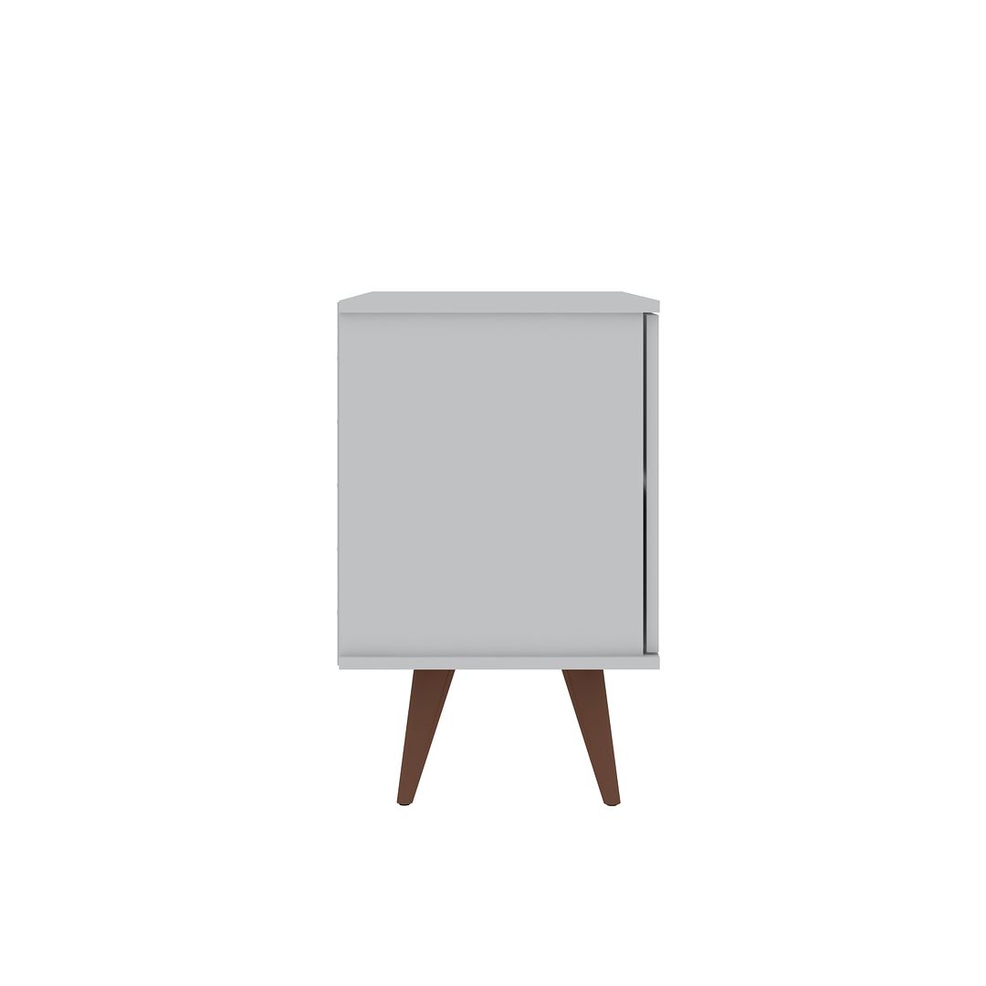 Manhattan Comfort Hampton 33" White Accent Cabinet With 2 Shelves & Solid Wooden Legs