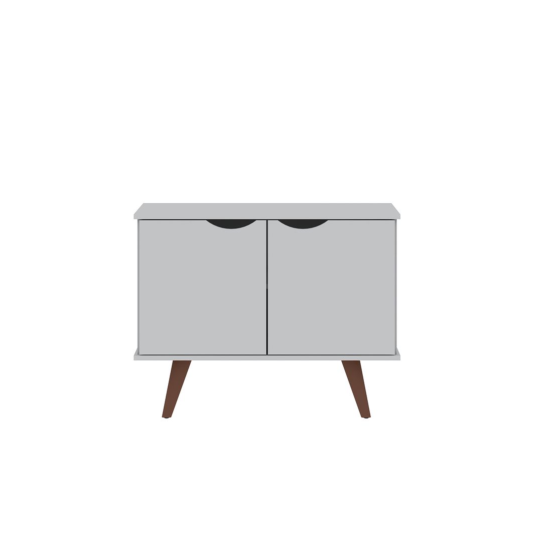 Manhattan Comfort Hampton 33" White Accent Cabinet With 2 Shelves & Solid Wooden Legs