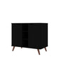 Manhattan Comfort Hampton 39" Black Buffet Stand Cabinet With 7 Shelves & Solid Wood Legs