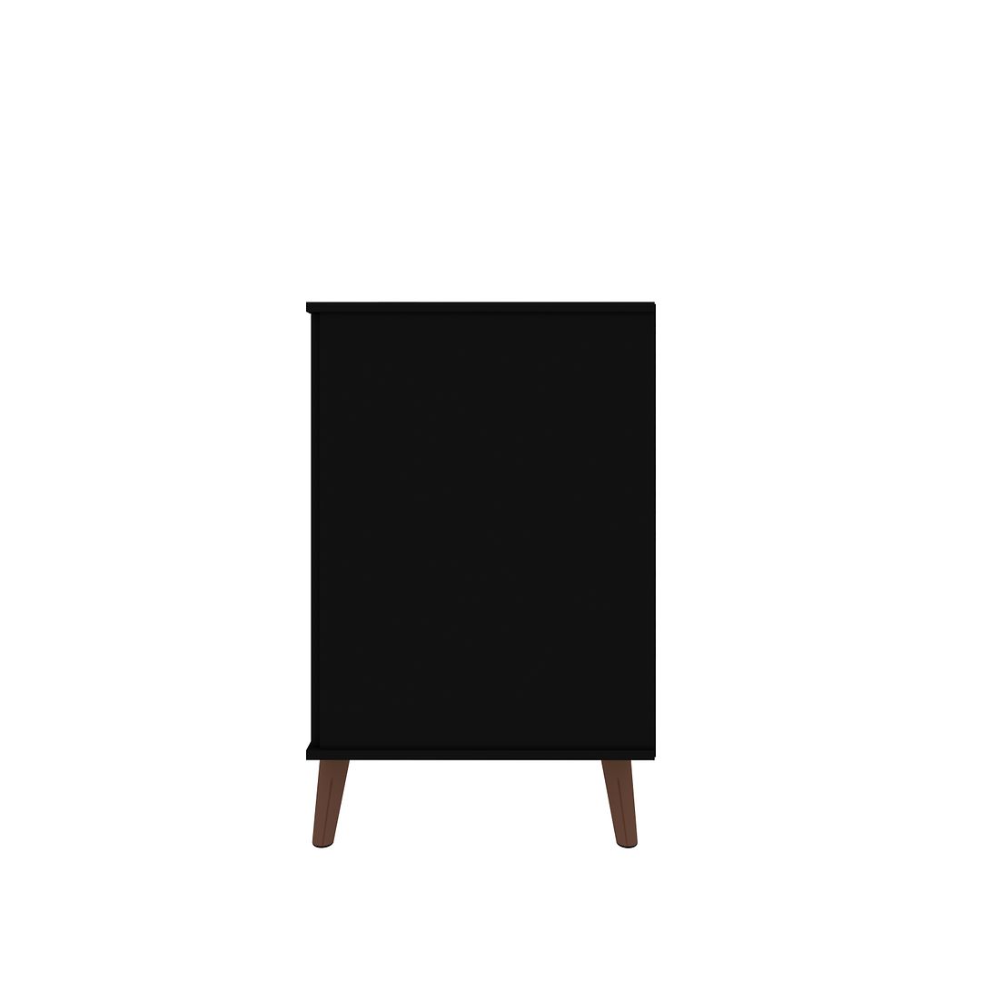 Manhattan Comfort Hampton 39" Black Buffet Stand Cabinet With 7 Shelves & Solid Wood Legs