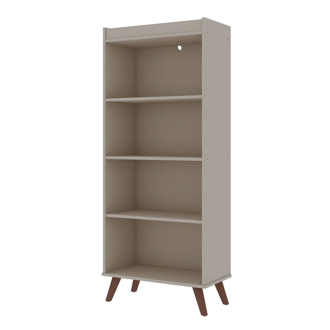 Manhattan Comfort Hampton 4-Tier Off White Bookcase Shelving Unit With Solid Wooden Legs