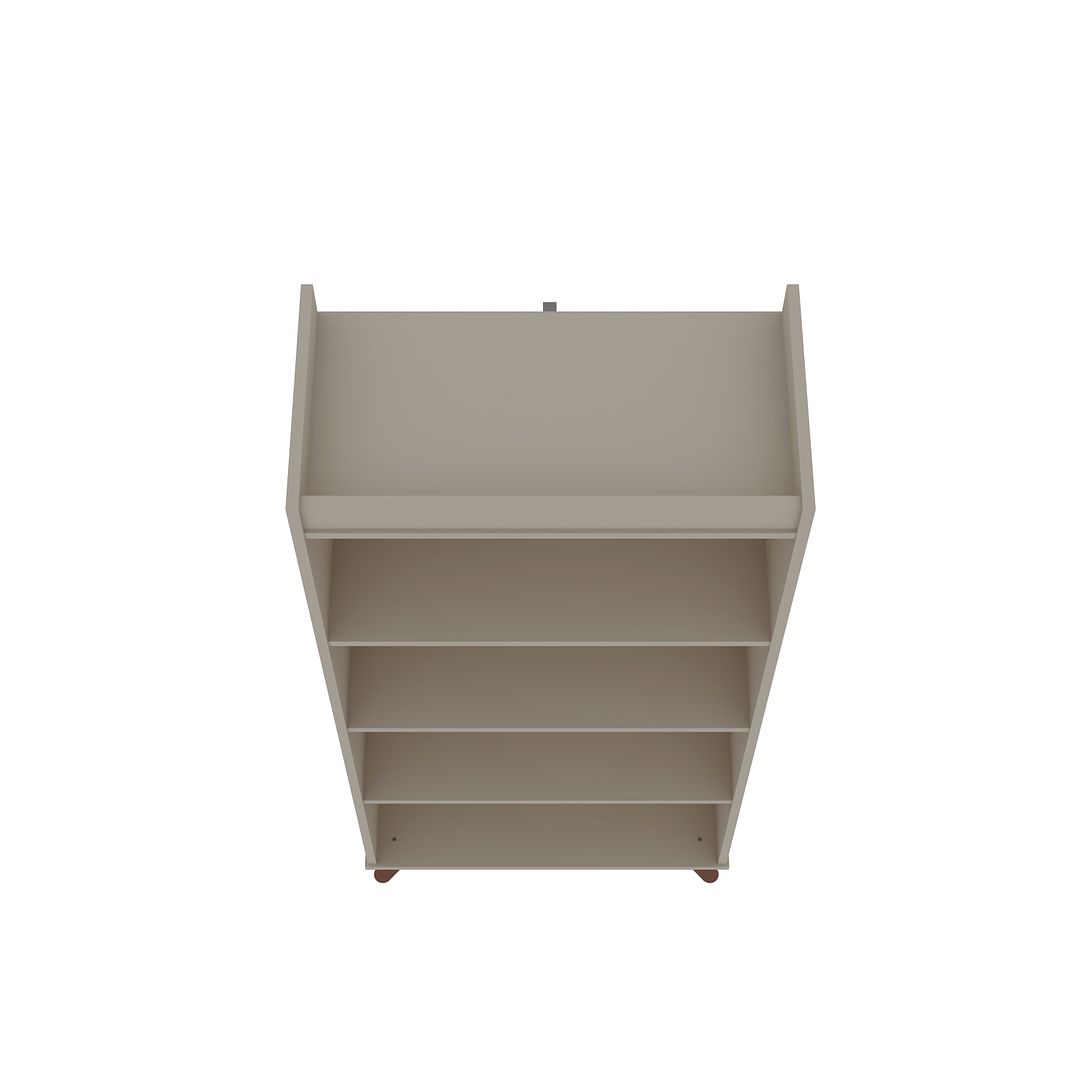 Manhattan Comfort Hampton 4-Tier Off White Bookcase Shelving Unit With Solid Wooden Legs