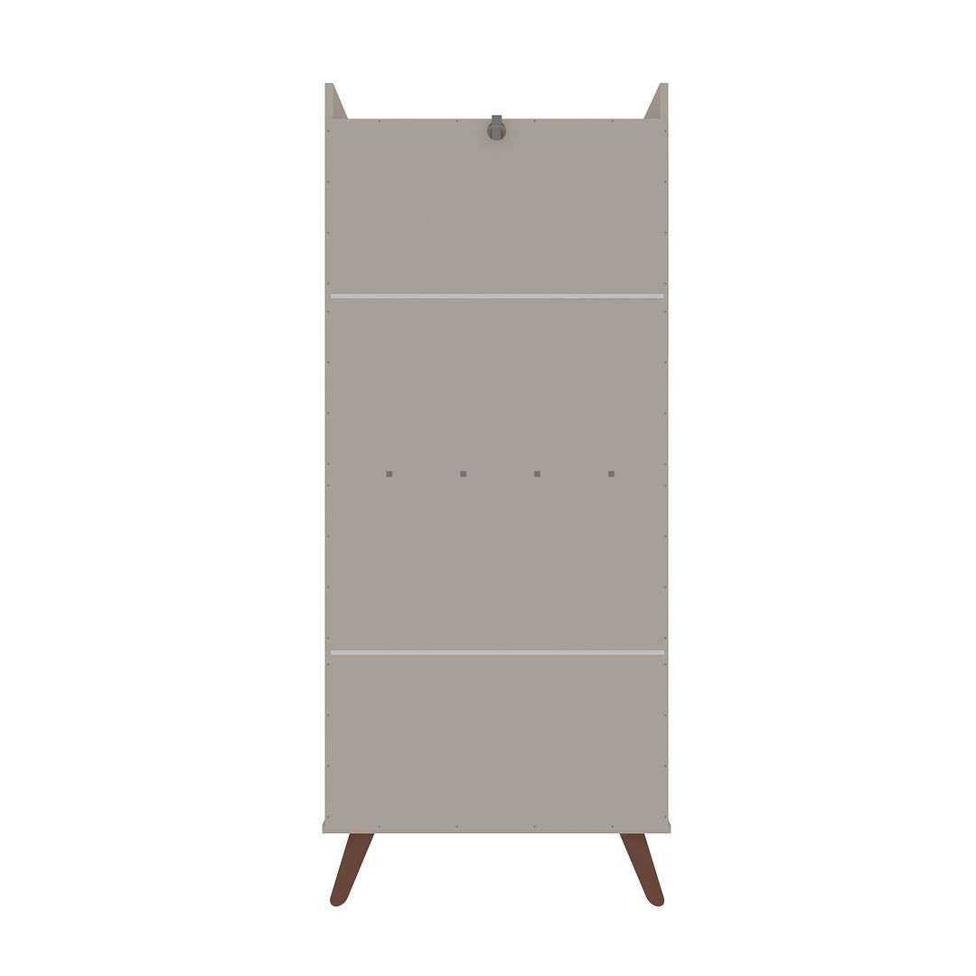 Manhattan Comfort Hampton 4-Tier Off White Bookcase Shelving Unit With Solid Wooden Legs