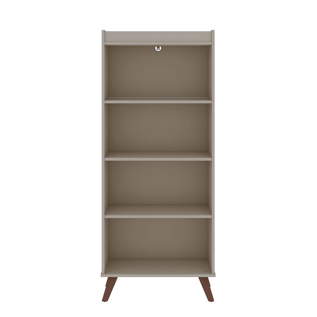 Manhattan Comfort Hampton 4-Tier Off White Bookcase Shelving Unit With Solid Wooden Legs