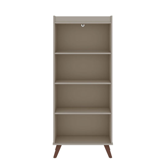 Manhattan Comfort Hampton 4-Tier Off White Bookcase Shelving Unit With Solid Wooden Legs