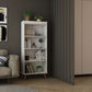 Manhattan Comfort Hampton 4-Tier White Bookcase Shelving Unit With Solid Wooden Legs