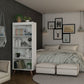 Manhattan Comfort Hampton 4-Tier White Bookcase Shelving Unit With Solid Wooden Legs