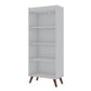 Manhattan Comfort Hampton 4-Tier White Bookcase Shelving Unit With Solid Wooden Legs