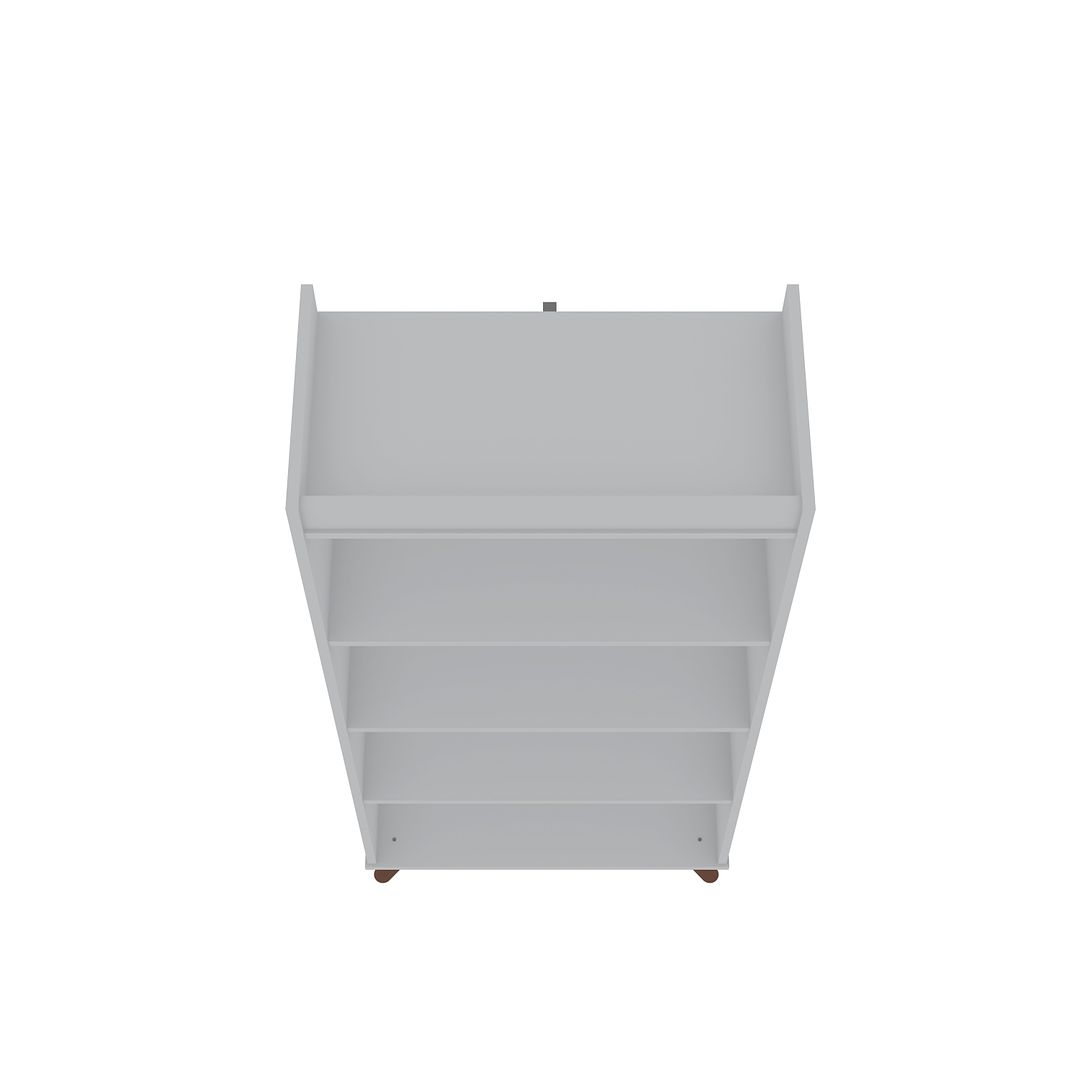 Manhattan Comfort Hampton 4-Tier White Bookcase Shelving Unit With Solid Wooden Legs