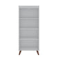Manhattan Comfort Hampton 4-Tier White Bookcase Shelving Unit With Solid Wooden Legs