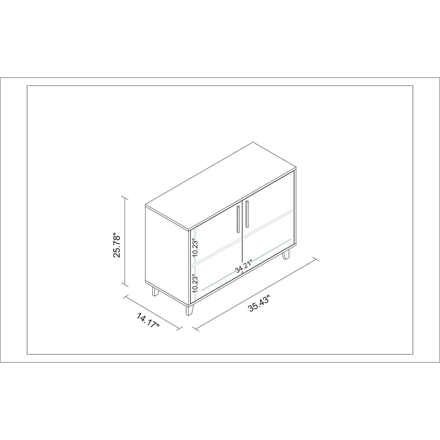 Manhattan Comfort Herald Double Side Cabinet With 2 Shelves In White