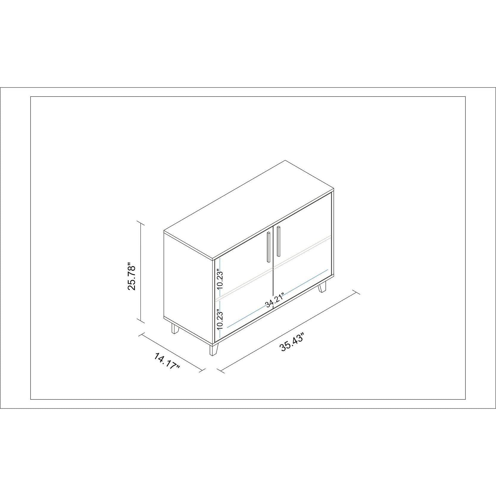 Manhattan Comfort Herald Double Side Cabinet With 2 Shelves In White