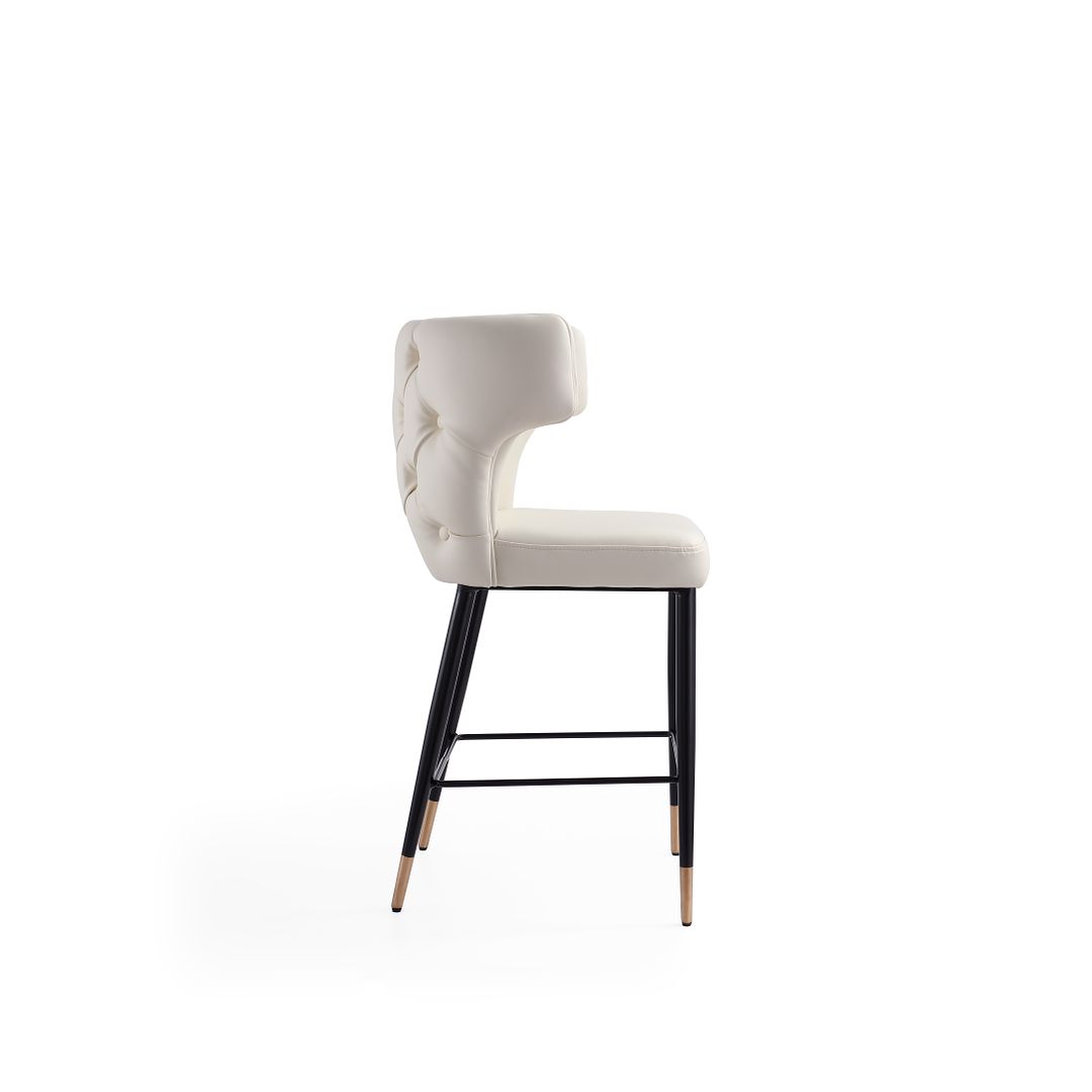 Manhattan Comfort Holguin 37" Counter Stool With Tufted Back Buttons In Cream