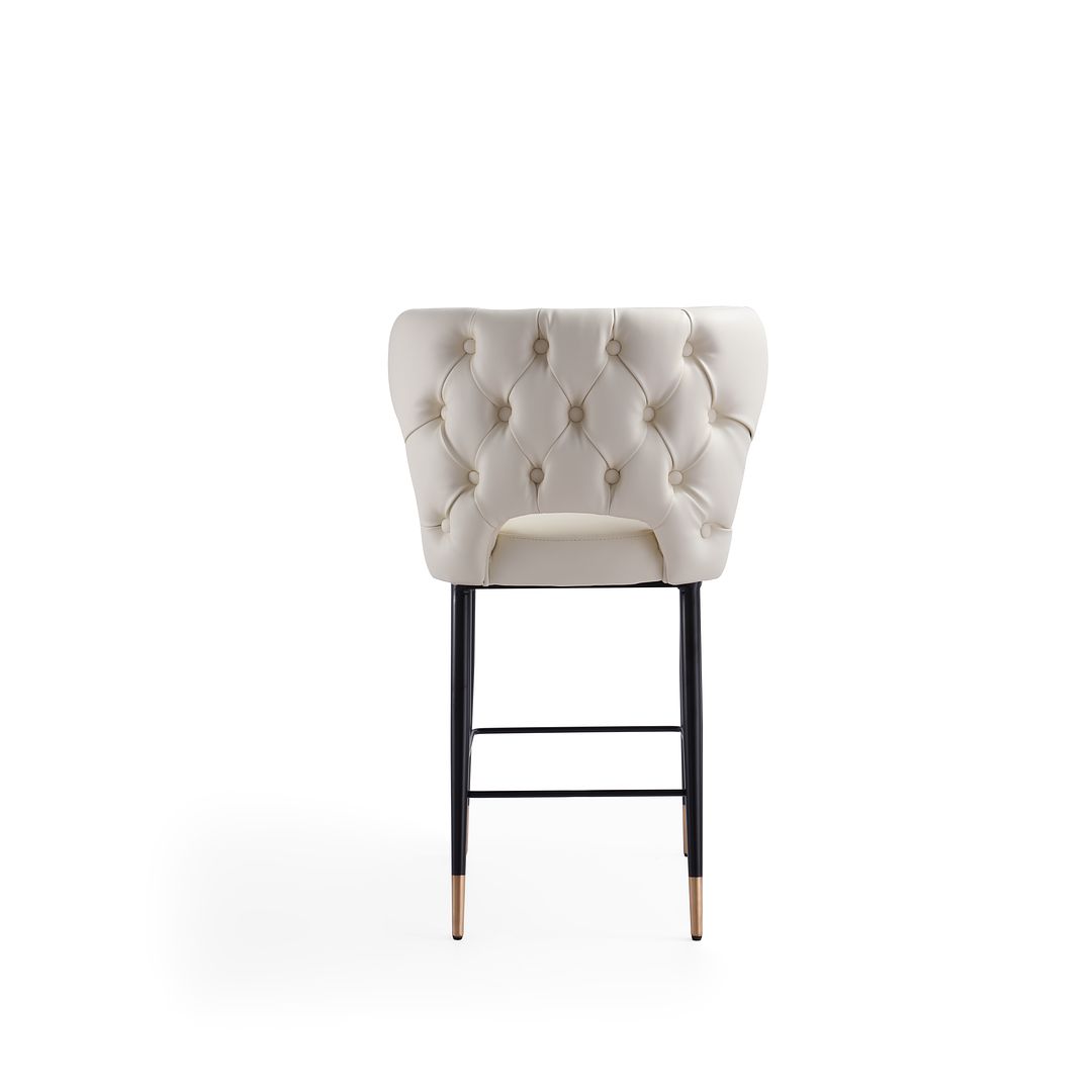 Manhattan Comfort Holguin 37" Counter Stool With Tufted Back Buttons In Cream