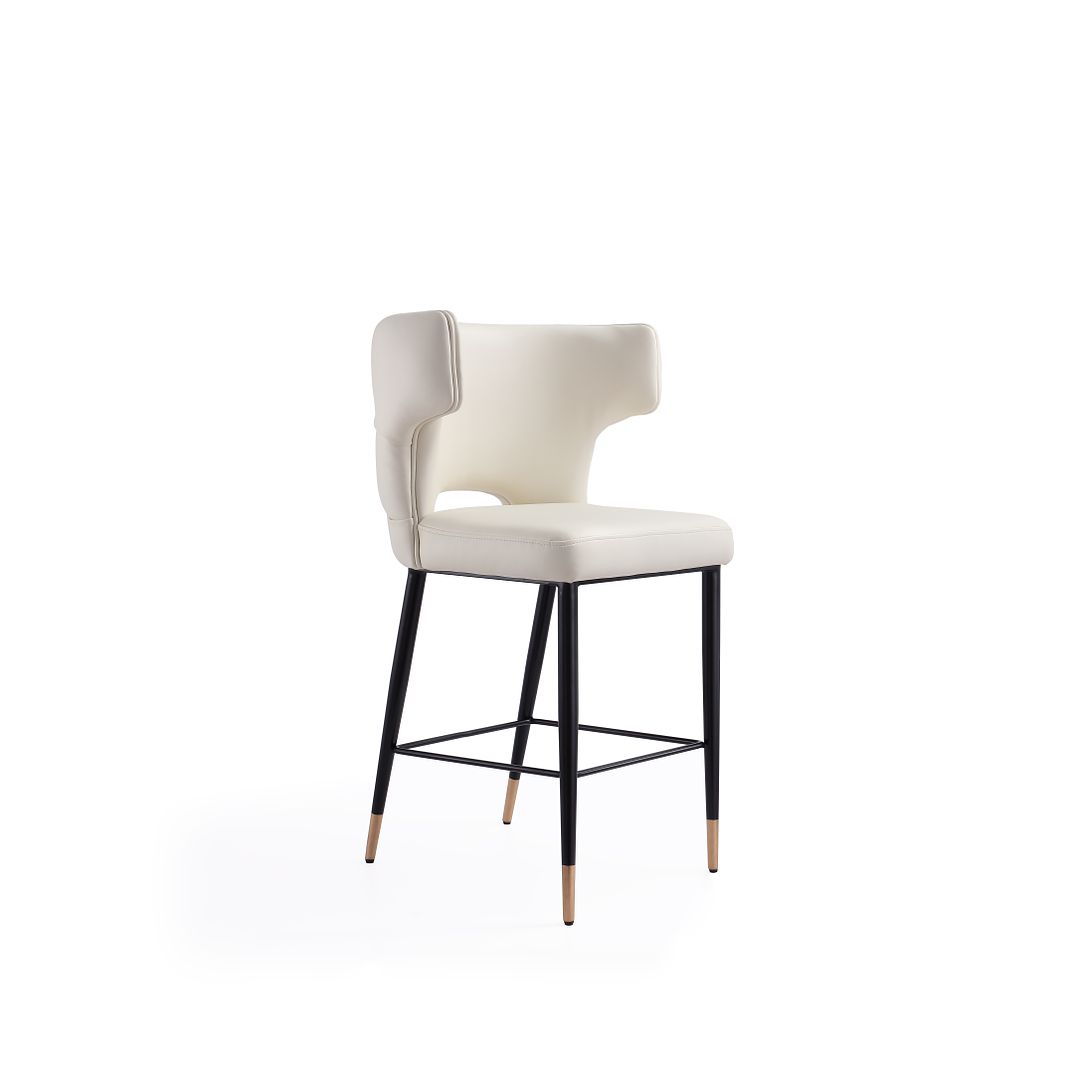 Manhattan Comfort Holguin 37" Counter Stool With Tufted Back Buttons In Cream