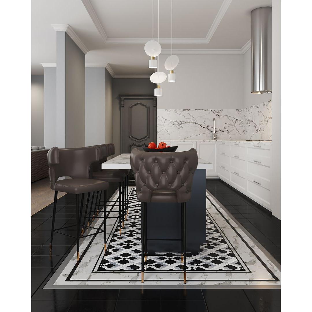 Manhattan Comfort Holguin 37" Counter Stool With Tufted Back Buttons In Gray