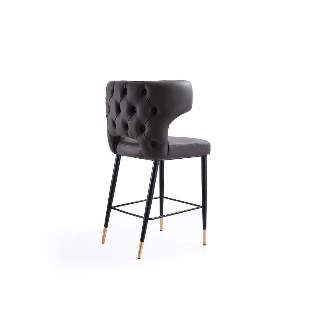 Manhattan Comfort Holguin 37" Counter Stool With Tufted Back Buttons In Gray