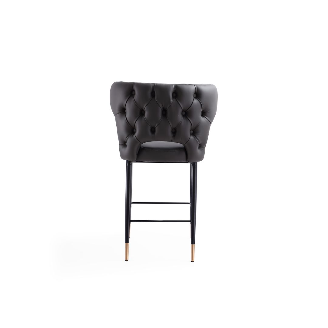 Manhattan Comfort Holguin 37" Counter Stool With Tufted Back Buttons In Gray