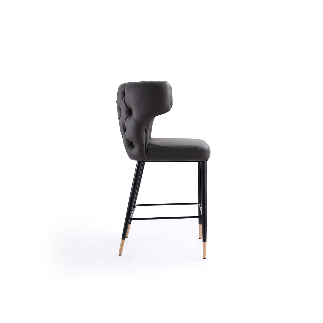 Manhattan Comfort Holguin 37" Counter Stool With Tufted Back Buttons In Gray